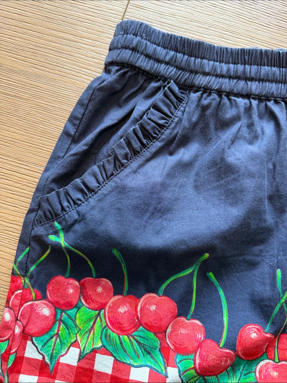 Damson Madder Cherry Trim Navy Shorts with Red Gingham - Picture 4 of 7